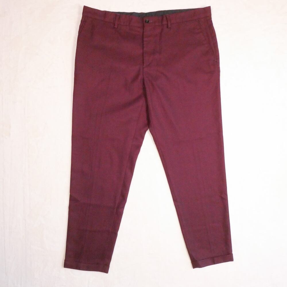 ZARA Cropped Suit Pants in Burgundy/Eggplant Size 36 Cuffed Tailored